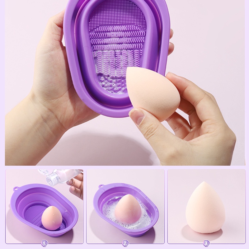 Pad Scrub Silikon Lipat Portable Untuk Membersihkan Brush Kosmetik / Makeup