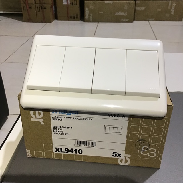 SAKLAR HAGER 4 GANG XL9410 / SAKLAR 4 GANG HAGER XL9410