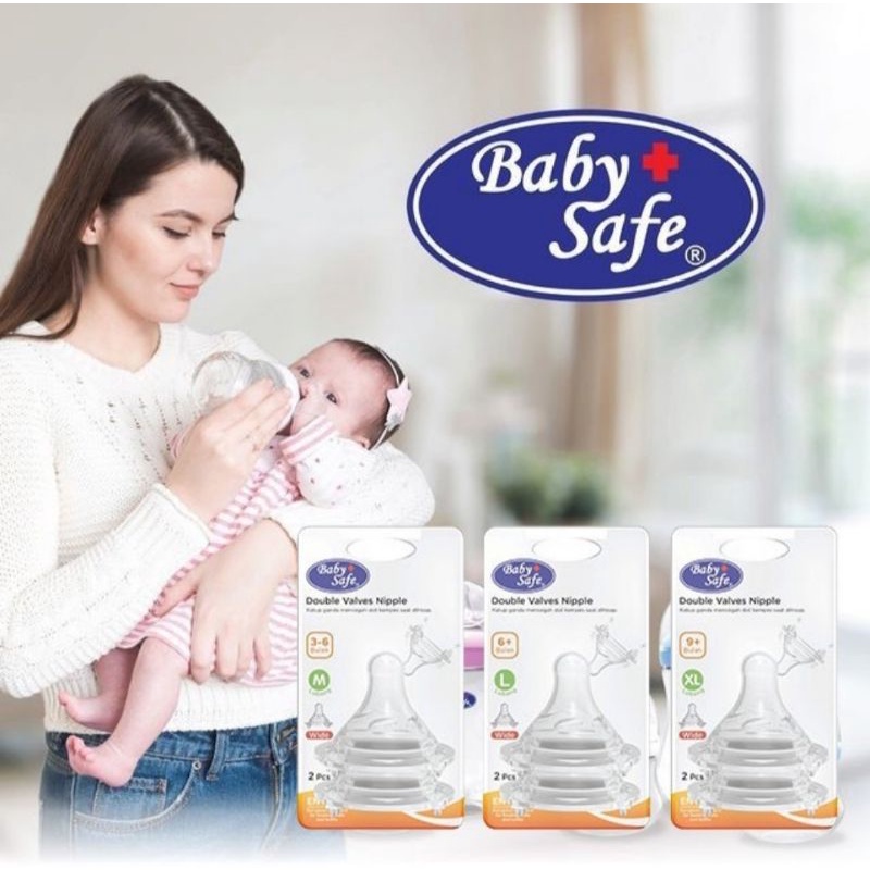 Baby Safe Double Valves Nipple Wide Neck Bottle/Dot Botol Susu