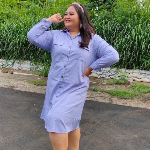 ATRACTIV Shirtdress Lilac Jumbo LD120 LD130 LD135 LD142 Tunik Lilac Bigsize