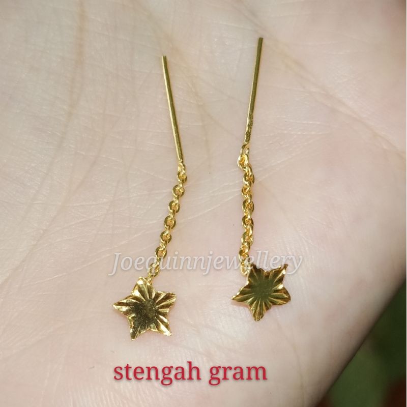 Anting panjang star emas muda stengah gram