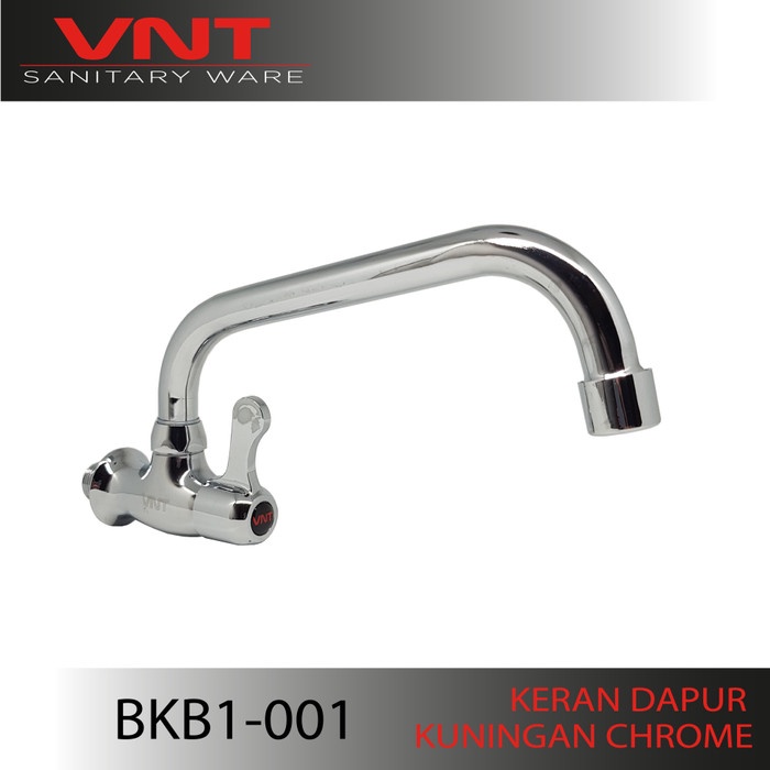 Keran Cuci Piring Kuningan Chrome Leher Bebek Kran Air Dapur Tembok