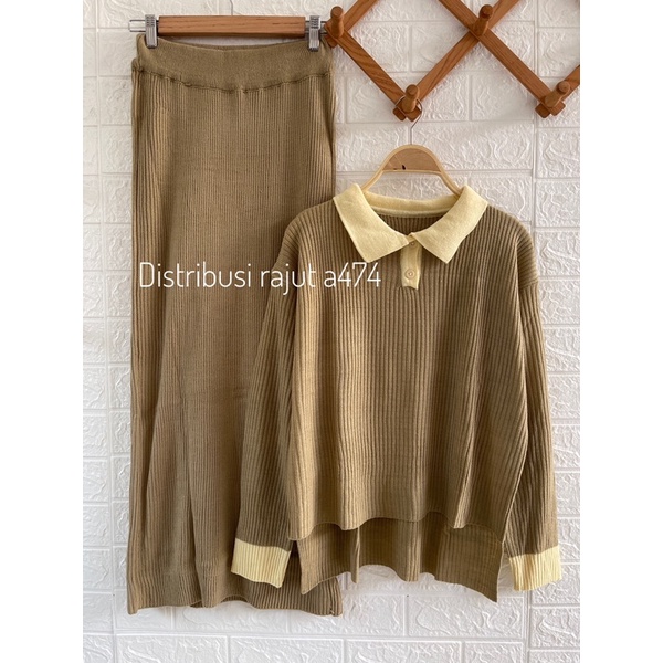 RAISYA POLO SWEATER KNIT KERAH V WARNA WANITA