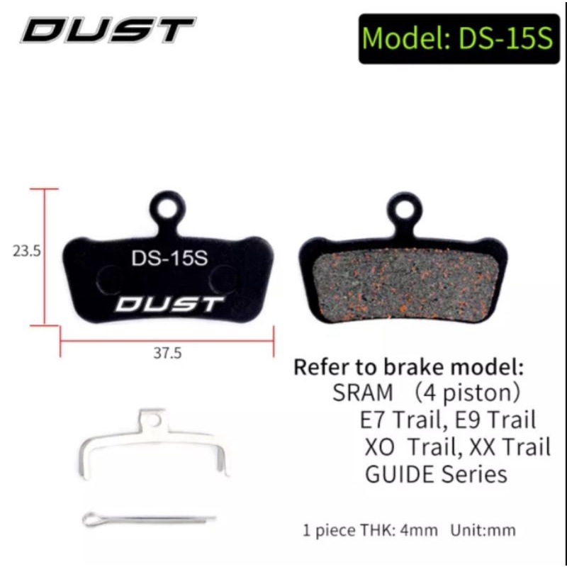 Dust DS-15S Kampas Rem For 4 Piston E7 E9 XO XX Trail Guide Series Brake Pad Sepeda