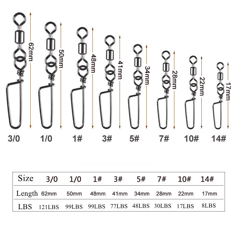 10pcs Kili-Kili Pancing Rolling Swivel Bahan Stainless Steel