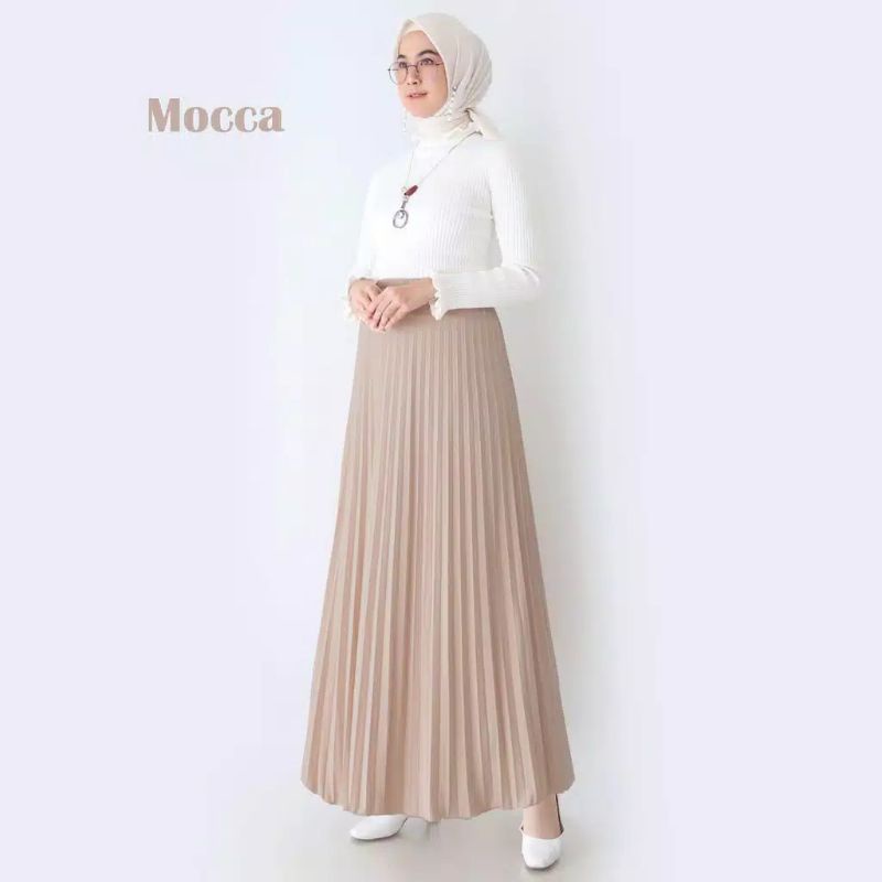 ROK WANITA PLISKET ( PREMIUM )-Mocca