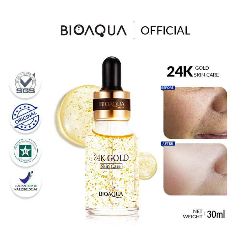 BPOM BIOAQUA 24K Gold Skin Care Serum Brightening 30Ml dan 50Ml / Serum Wajah Brightening / BS