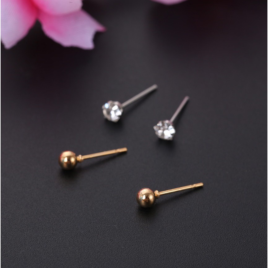 12 Pasang Anting Tindik Set Gaya Korea Fashion Stud Earrings Korean Style Giwang Tusuk High Quality