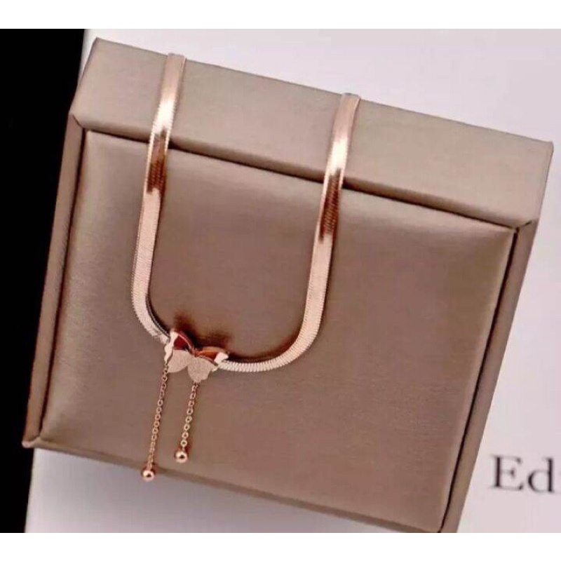 [ COD ] Kalung Titanium rose gold kupu kupu wanita