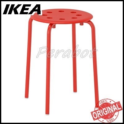 Bangku kursi baso bakso cafe bar teras makan bulat,baja,45 cm,ikea mar - Merah