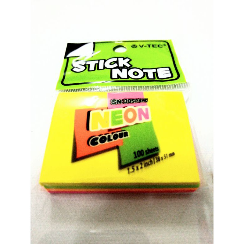 STICK NOTE V-TEC SN-3851/4MC (38x51mm) - 4 WARNA & SATUAN STICKY NOTE / MEMO-1