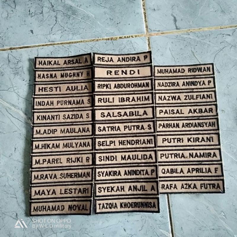 bordir papan nama seragam sekolah termurah