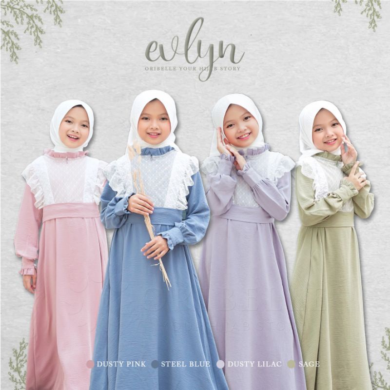 DRESS KIDS MIX TILEDOT TERBARU/EVLYN KIDS ORIBELLE/GAMIS MUSLIM ANAK TERBARU/DRESS TILEDOT KIDS/FAR MOSLEMSTORE