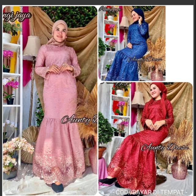 Kebaya gamis brokat pelangi jaya/ kebaya muslim / kebaya wisuda / kebaya modern