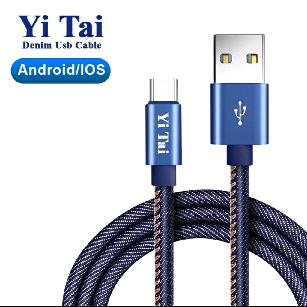 KABEL DATA YI TAI KABEL DATA DENIM FAST CHARGING MICRO ANDROID - TYPE C - IPHONE LIGHTNING 3 METER