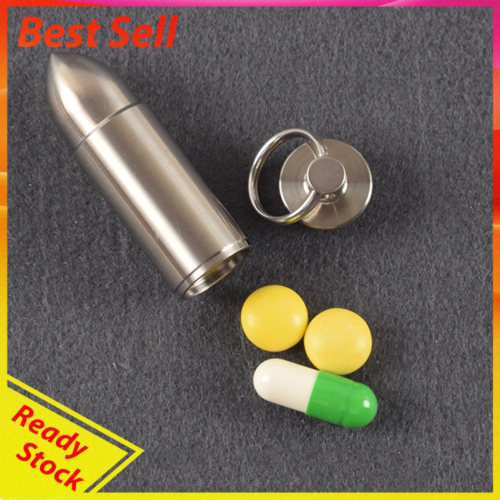 Portable Mini Titanium Drug Holder Case Waterproof Tablet Box with Keychain