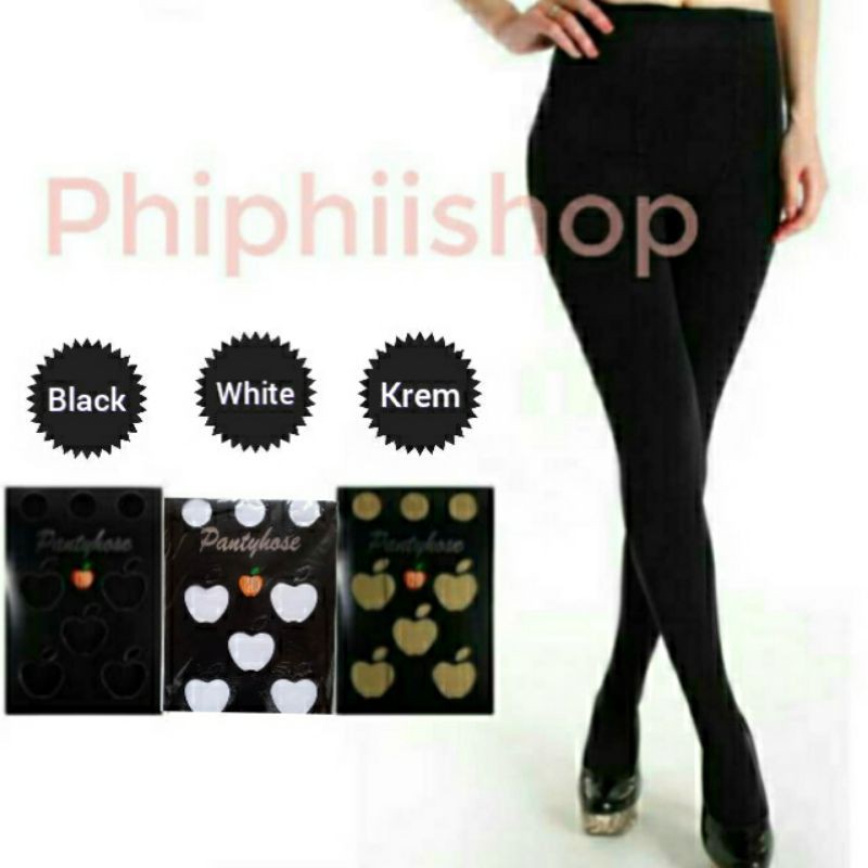 《Phiphii》Stoking stocking celana pantyhose wanita merk Apple 120D Hitam Krem Putih