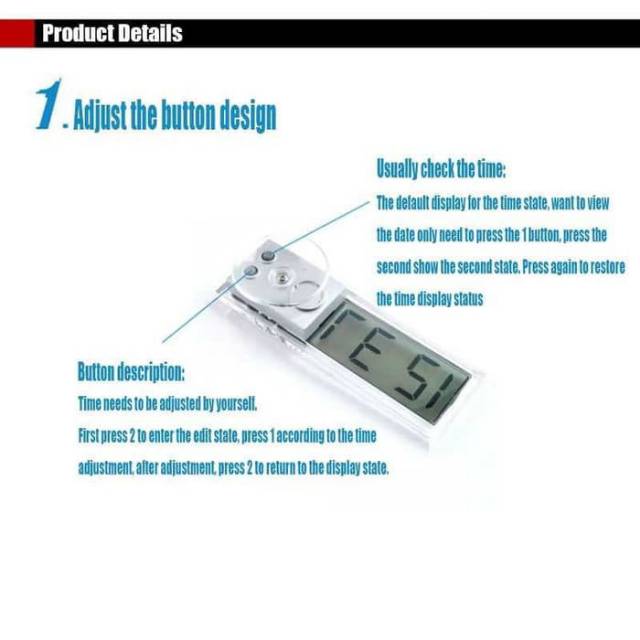 Jam Mobil Digital LCD Transparan Mini / jam mobil tempel kaca / Dekorasi Pajangan dasboar Mobil