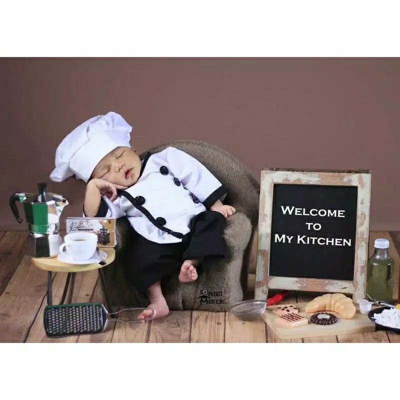 kostum koki anak, kostum profesi anak, baju profesi anak, kostum chef, baju chef anak, baju chef