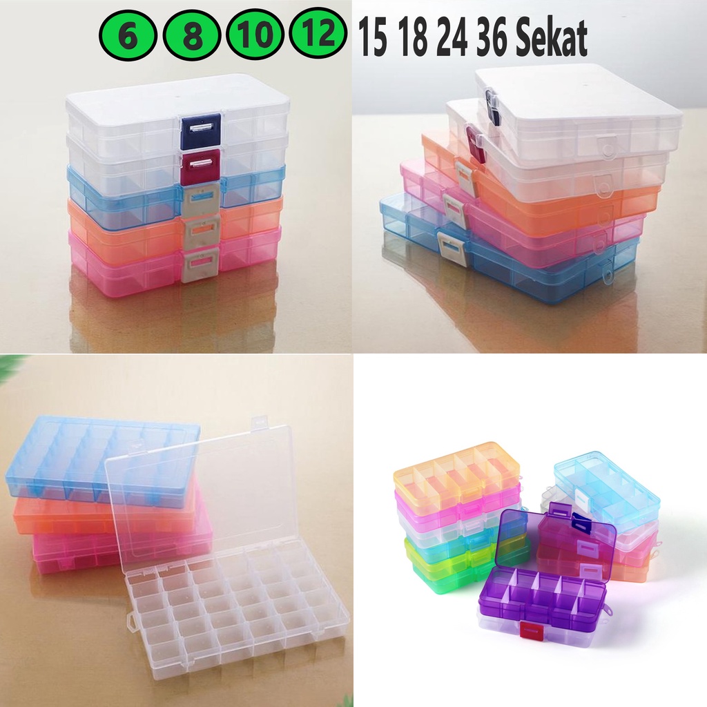 Kotak Perkakas Sekat/ Organizer Box/Kotak Serbaguna Sekat  5, 6, 7, 8. 10, 12 Harga/Pc