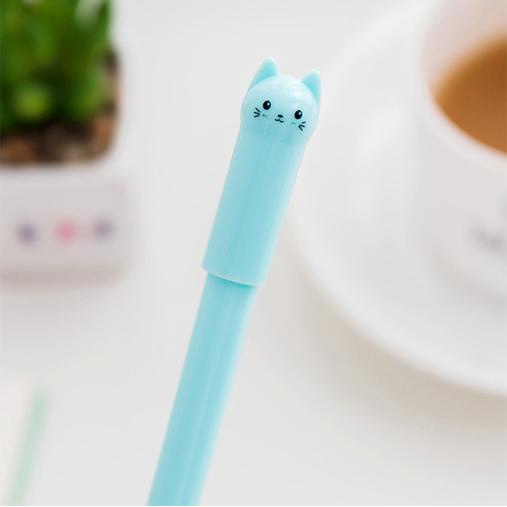 1PC Creative Stationery Student Pen Cute Cat Gel Pen 0.5mm Full Needle Black Ink