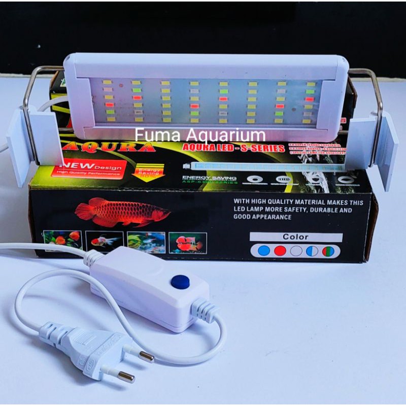 Lampu led aquarium AQURA ASP-S300-SERIES LED 6 Baris WRGB 9watt Aquarium 30cm Aquascape Lampu Gantung