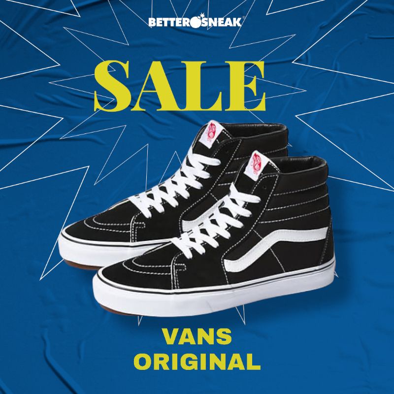 Sepatu Sneakers Vans Sk8 Hi Classic Black White Original Global Market