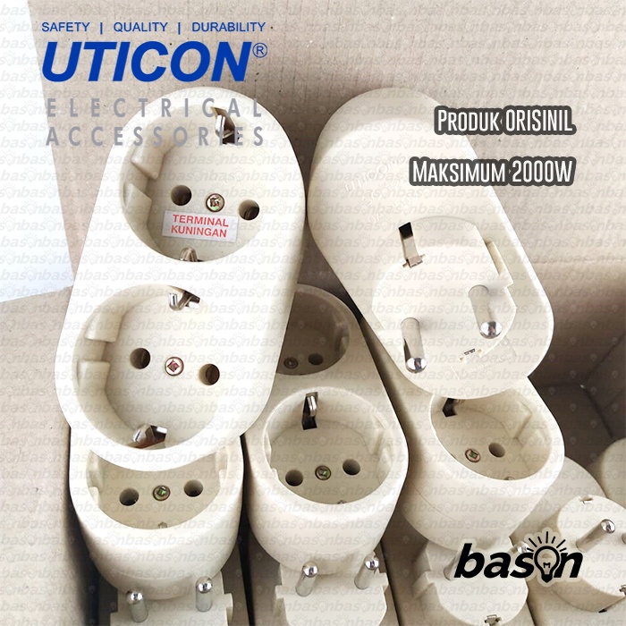 UTICON SC 128 Stop Kontak Arde Dobel Soket - Double Socket with plug