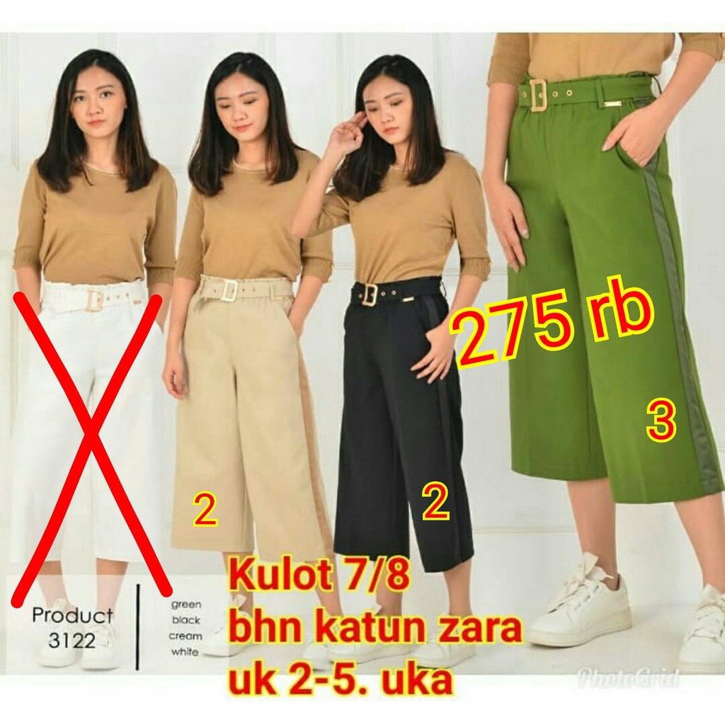 Celana kulot wanita 7/8 import Product 3122 katun zara