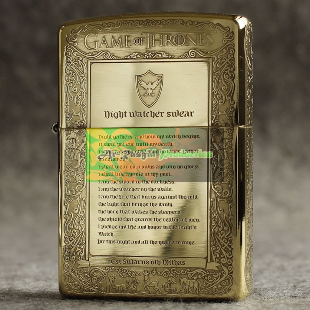 Korek Api Roda Minyak Zippo Gold Ukir Motif Game Of Thrones 168 3962-13
