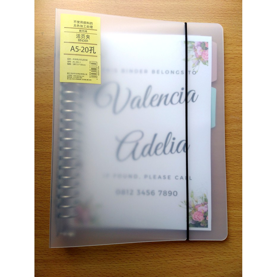 

Binder Transparan A5 / Custom Binder Personal Information / Sehati Planner .