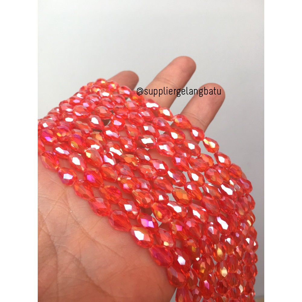 kristal Ceko tetes 10 x 6mm RED MERAH crystal akrilik payet PREMIUM aksesoris fashion supplier craft