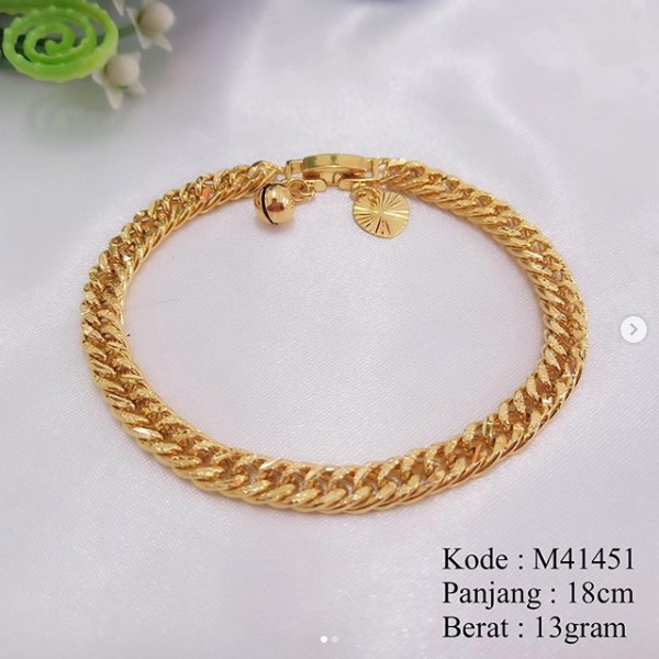 Srikandi Store - Gelang Tangan Rantai (mirip Emas Asli) Lapis Emas 18K - Glang Tangan Rantai Wanita