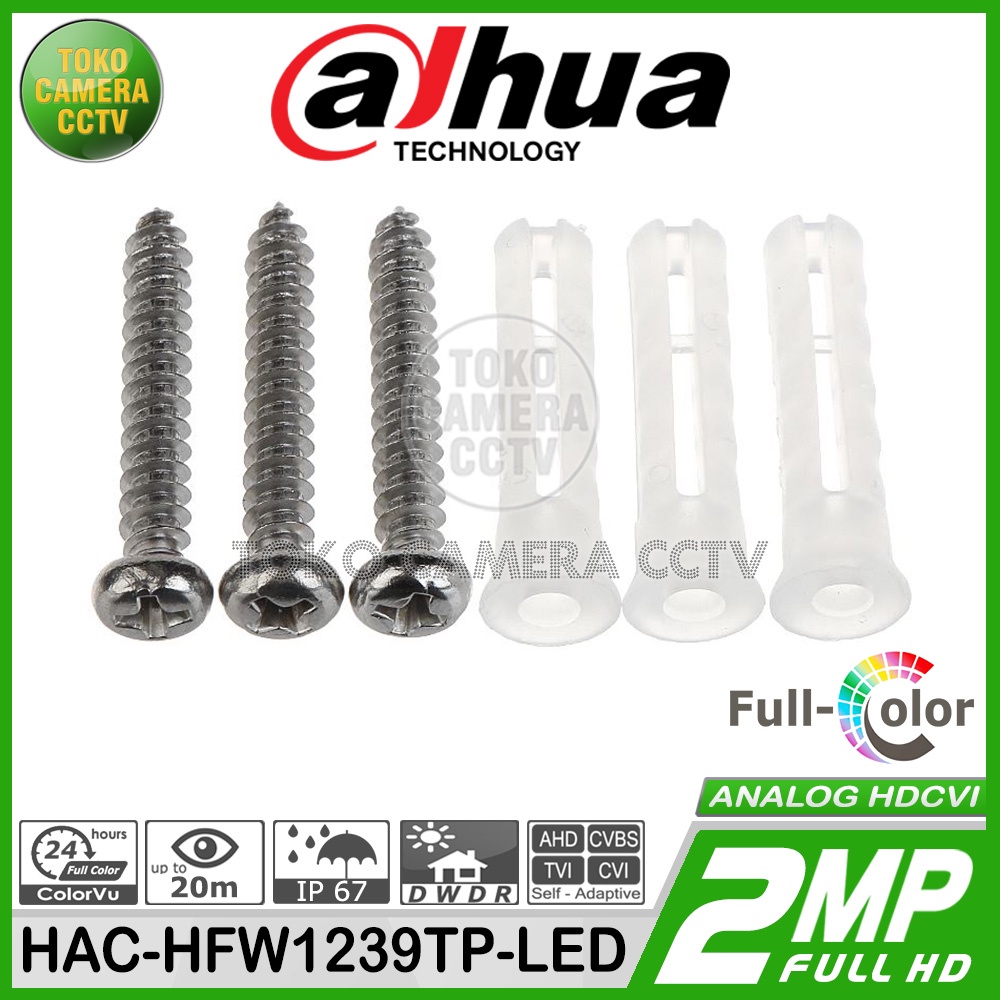KAMERA OUTDOOR 2MP COLOR DAHUA HAC-HFW1239TP-LED CAMERA DAHUA BERWARNA