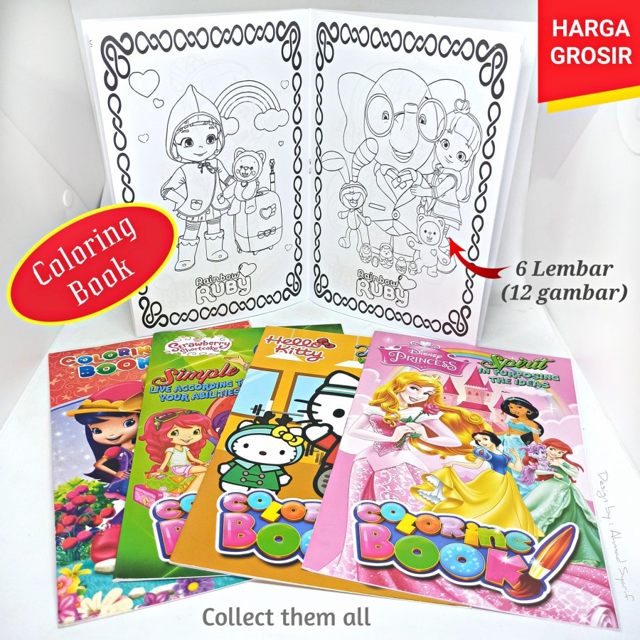 GROSIR BIG COLORING DG BUKU MEWARNAI KARAKTER PEREMPUAN - BUKU GAMBAR MEWARNAI ANAK BOOK MAINAN EDUK