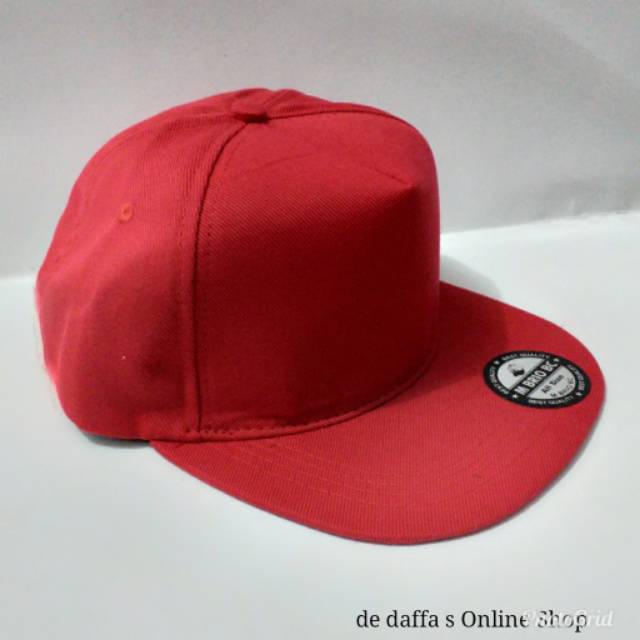 Topi Snapback Polos Dewasa Full MERAH Bahan Rapel Distro Berkualitas - MERAH