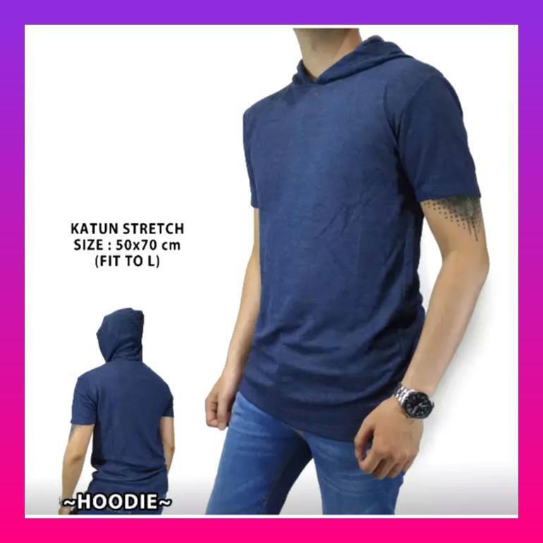 BAJU KAOS POLOS HOODIE KUPLUK TOPI JAKET SWEATER PRIA - HITAM
