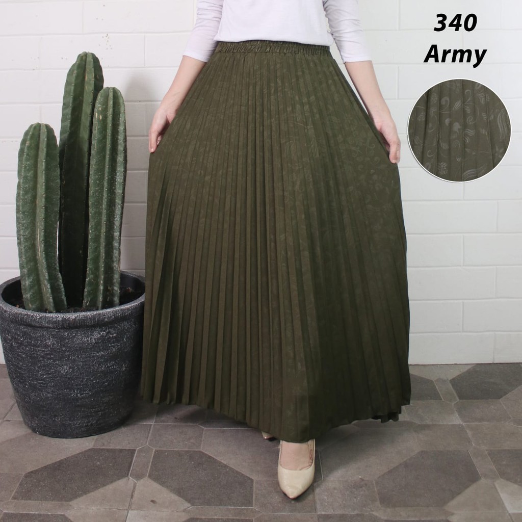 ROK PLISKET 340 LUVALINE PRISKET PANJANG PLEATED SKIRT FLARE SKIRT MAYUNG FLOWY REMPEL