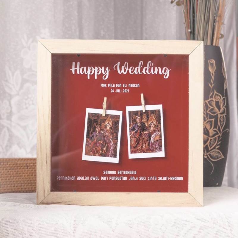 Pajangan dinding pigura bingkai  foto kayu scrapbook 3d 20x20 Murah