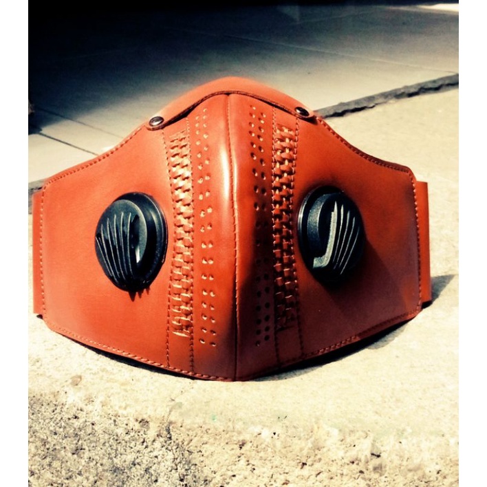 masker motor pria kulit PU sintetis, masker anti debu, masker motor,  masker keren
