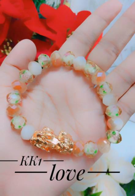 Xuping Gelang naga lapis emas 24k batu mawar 0111