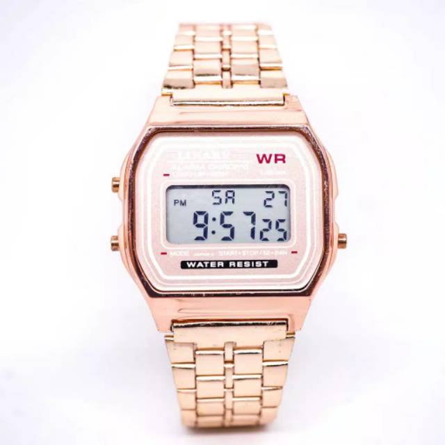 Jam Tangan Pria Wanita Fashion  Linary Kotak Tiga Tombol  Rantai Steel