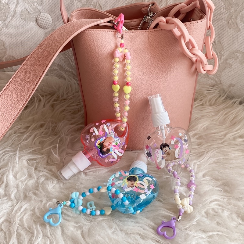 KPOP BIAS HEART HAND SANITIZER SPRAY WITH CHARMS TREASURE BTS NCT