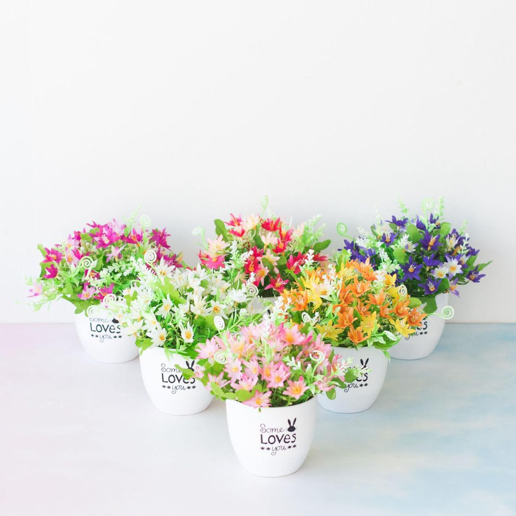 COD/ Bunga TANAMAN BUNGA HIAS POT TANAMAN HIAS DEKORASI RUMAH  DAN BUNGA PLASTIK P2084-3