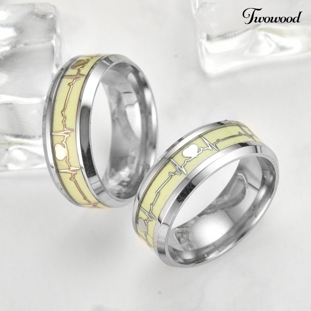 Cincin Luminous Motif Detak Jantung Untuk Pasangan