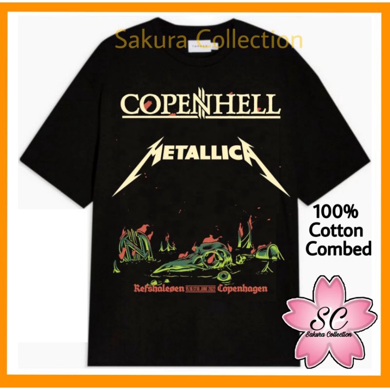 kaos baju vintage BAND METALLICA COPENHELL Copenhagen musik heavy rock metal logo tulisan kaus  tshirt BEST SELLER oversize vintage rap tee pakaian murah terlaris pria wanita t-shirt hitam putih katun combed cotton 30s 24s oversize lokal