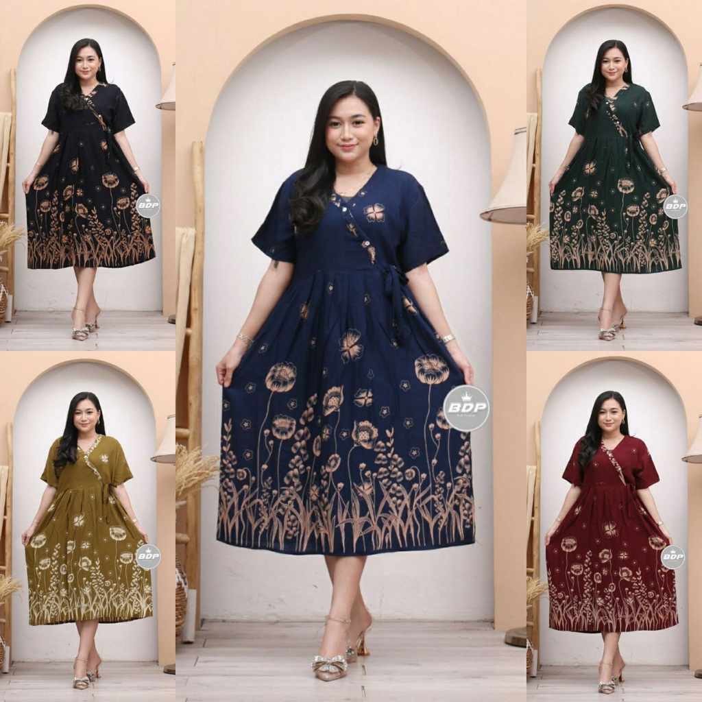 Dress Kimono Rayon Busui | Baju Tidur Wanita Daster Kekinian Kancing Depan