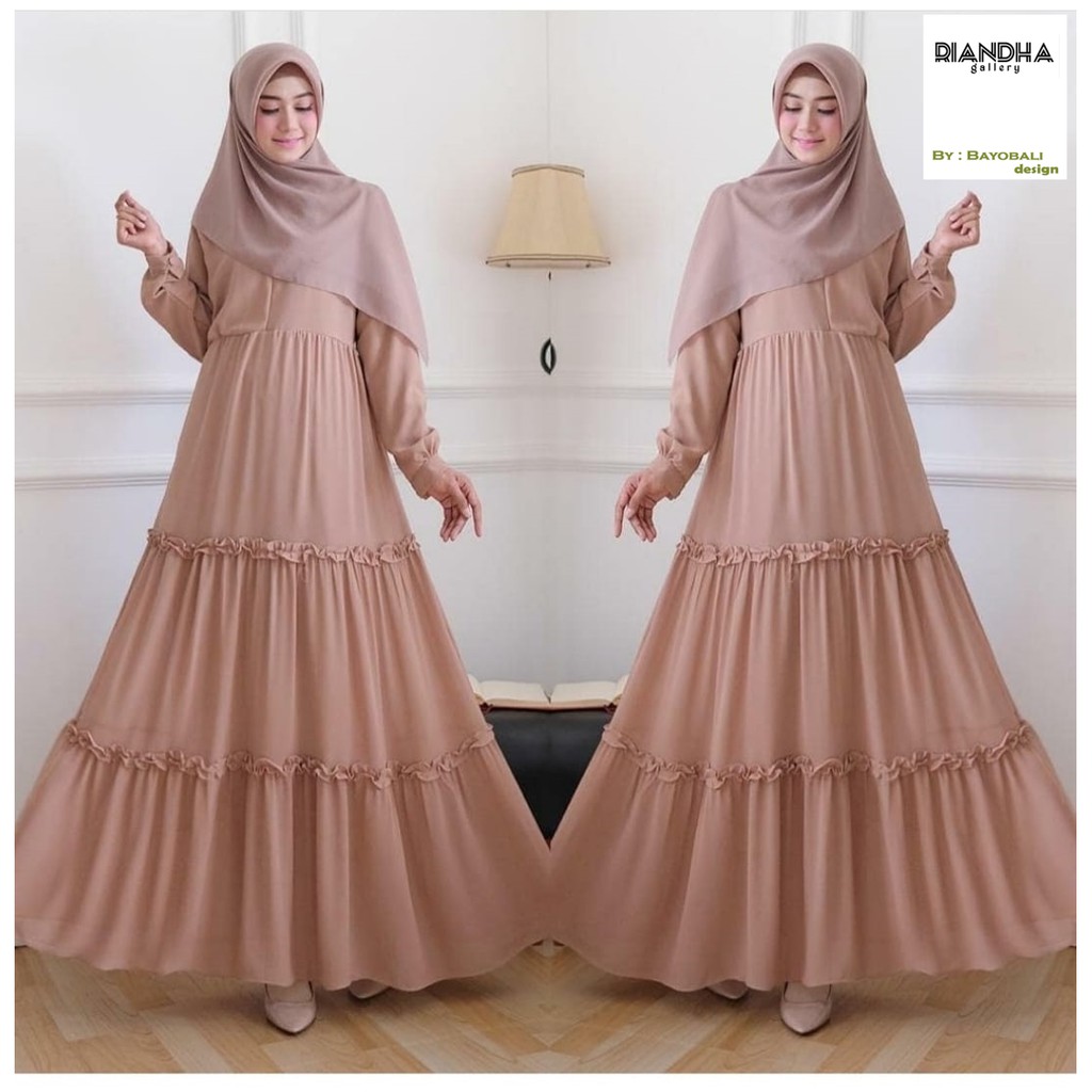 Baju Gamis Wanita Terbaru -Gamis Ceruty -Gamis Polos -Syari Jumbo - Fashion Muslim Wanita- Seragaman-Mocca