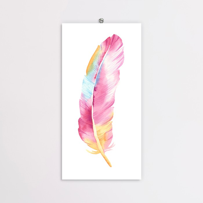 Hiasan Dinding Dekorasi Poster Bulu Colorful Feather CFH03 15x30 cm