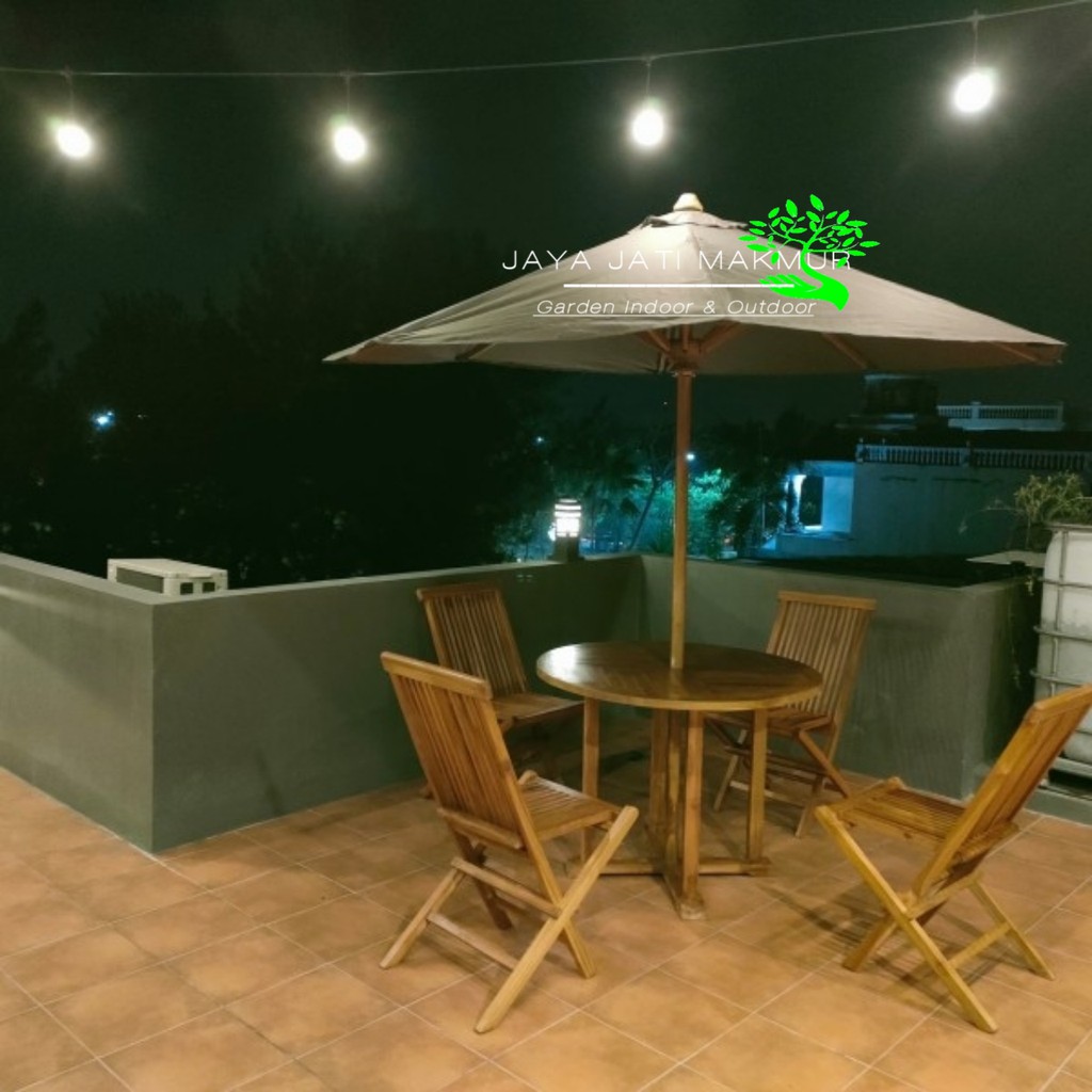 Set Meja Kursi Jati Payung Taman | Meja Payung Cafe Outdoor Kayu Jati Tenda Meja kursi Payung Outdoo